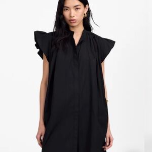 NWT Madewell Black Ruffle Sleeve Dress